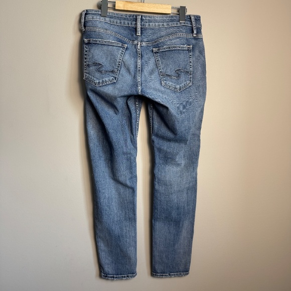 Silver Jeans Women's Distressed Patched Denim Boyfriend Jeans Blue 28 Faded - Picture 5 of 16